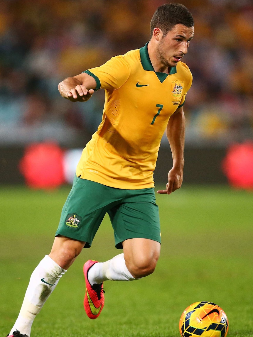 Leckie controls the ball against South Africa