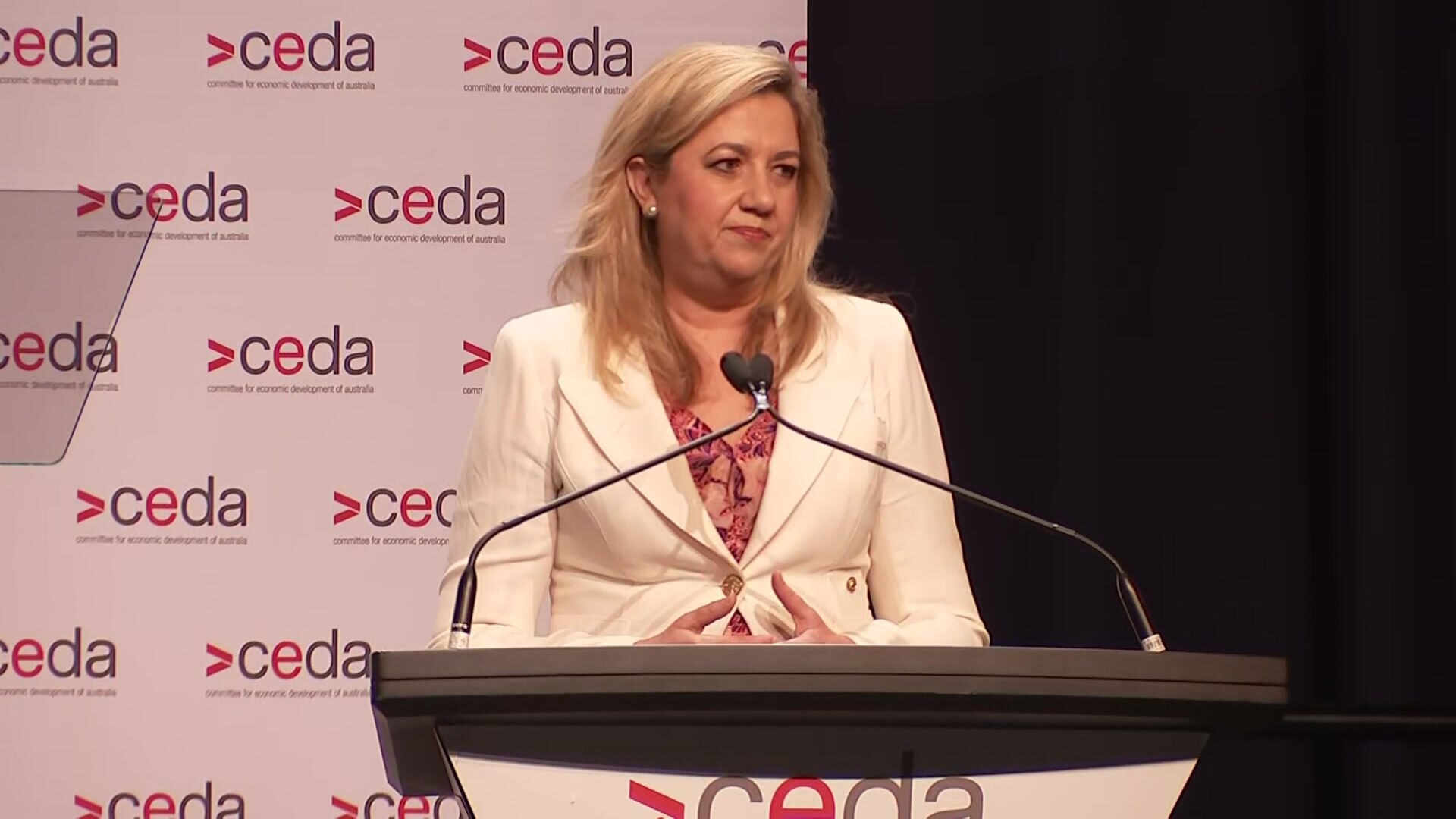 Queensland Premier Annastacia Palaszczuk delivers here CEDA State of the State address.