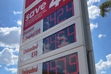 The prices of unleaded and diesel petrol on display at a Shell petrol station in Canberra.