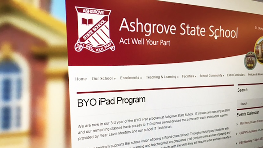Ashgrove State School's website explaining the BYO iPad program