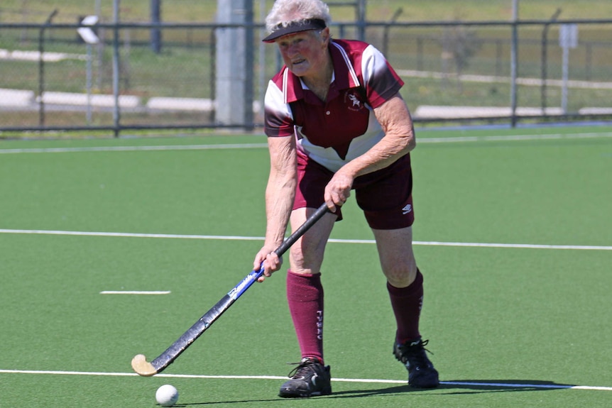 Ms Larsen has been playing hockey for more than 65 years, starting in her teens while going to school in Lismore.
