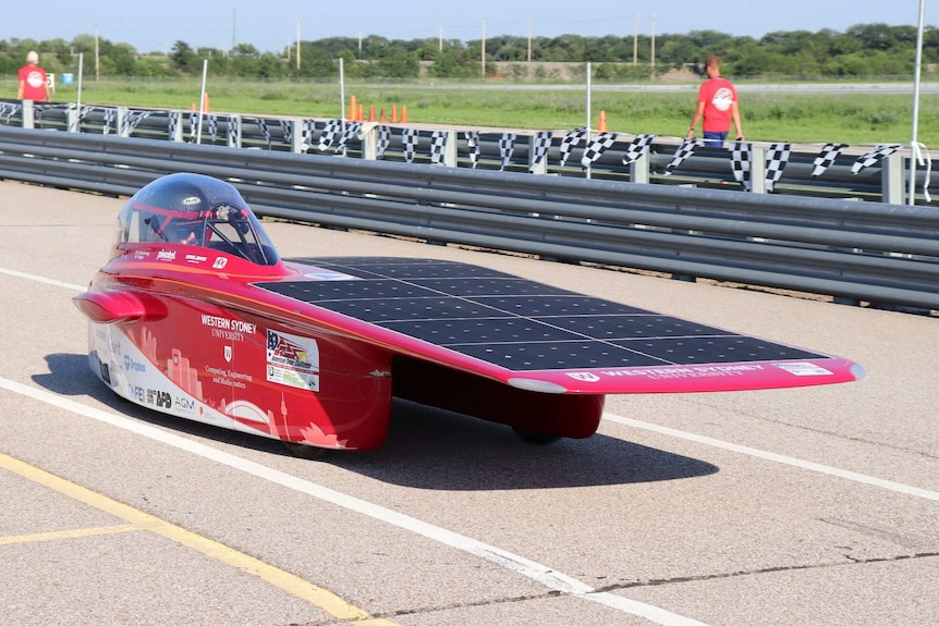 A solar car.