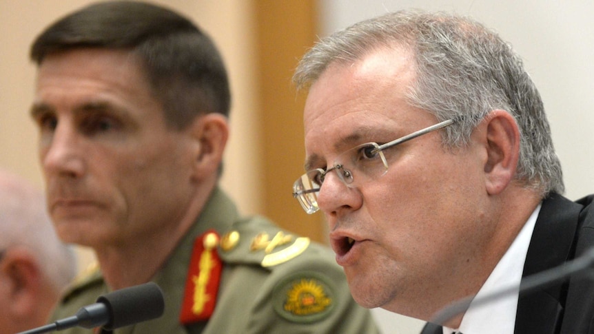 Scott Morrison and Angus Campbell appear before Senate