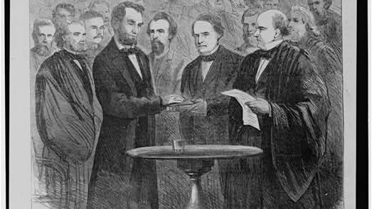 Abraham Lincoln takes the oath