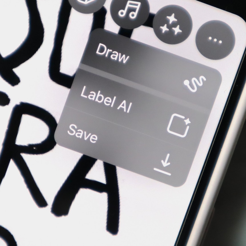 A screenshot of a mobile phone showing the new Label AI feature on Meta.
