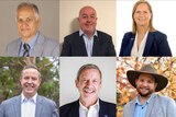 A split image of six people – five men and a woman – who are running for local government.