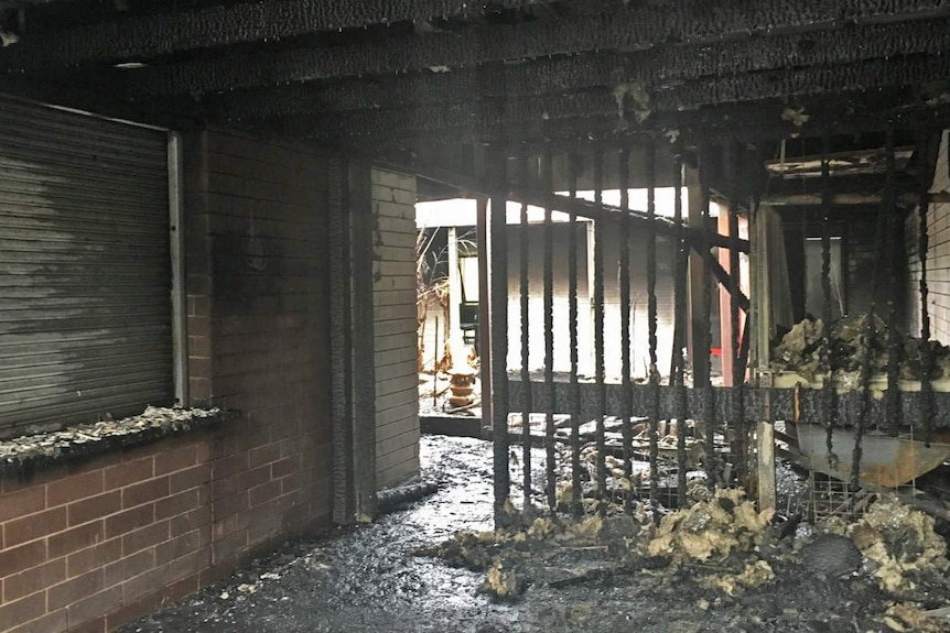 Extensive fire damage near the canteen at the school
