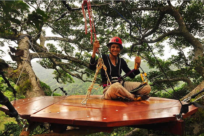 Nalini Nadkarni on canopy platform