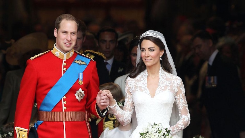 Prince William, Duke of Cambridge, and Catherine, Duchess of Cambridge, smile after their wedding (Getty Images: Chris Jackson)