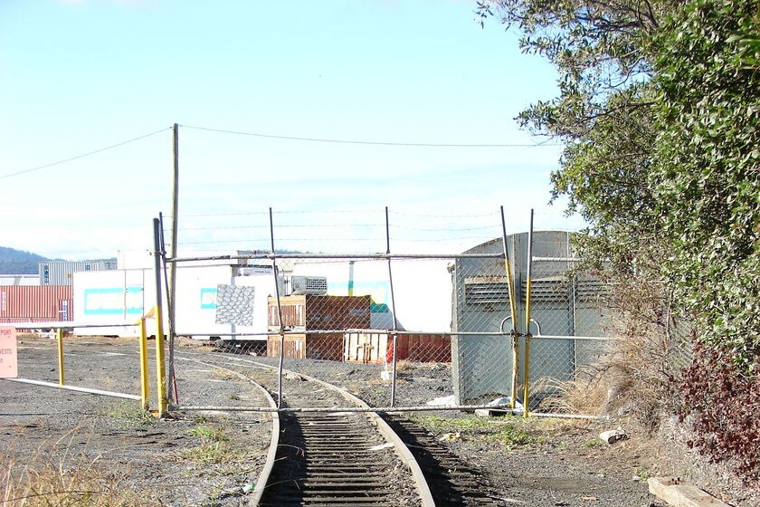 Closed gates at the Hobart Railyards.