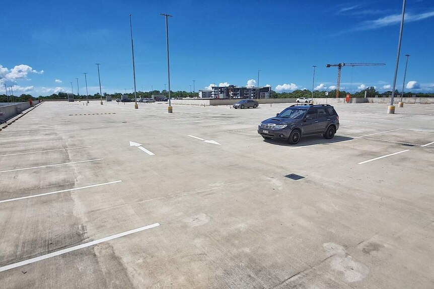 An empty car park at Chermside shopping centre in Brisbane's north.
