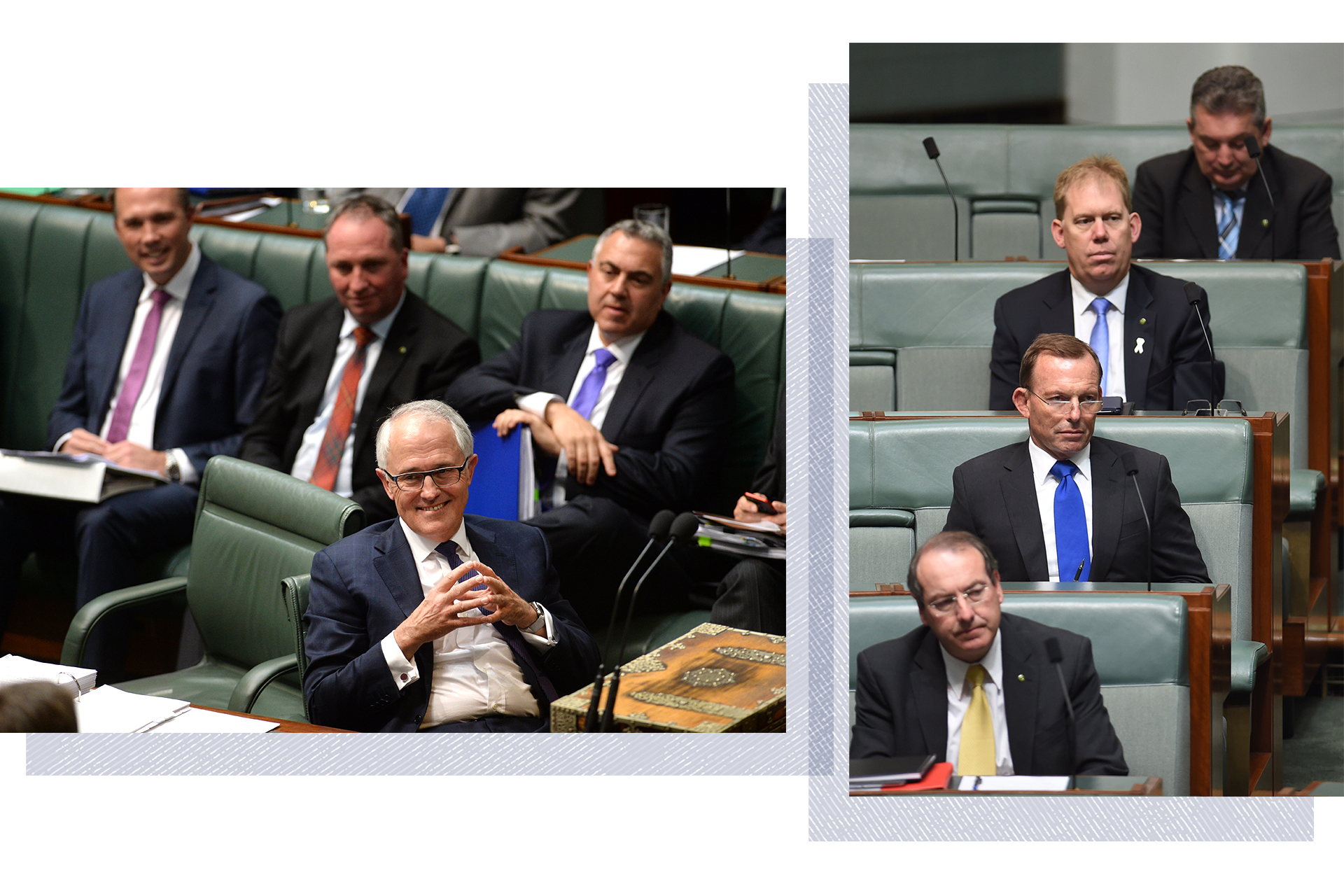 Malcolm Turnbull as PM and Tony Abbott on the back bench.