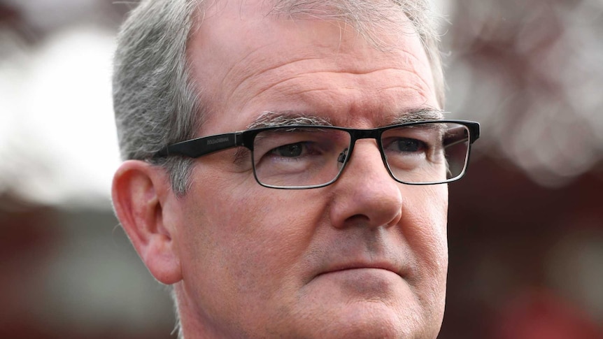 Michael Daley, a man with greying hair and dark-rimmed glasses, looks past the camera while wearing a navy suit and tie.