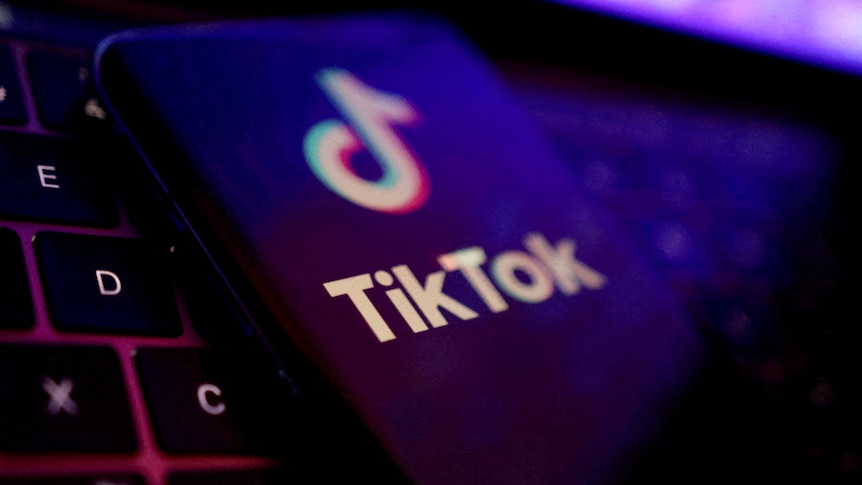 The logo of TikTok, a music note