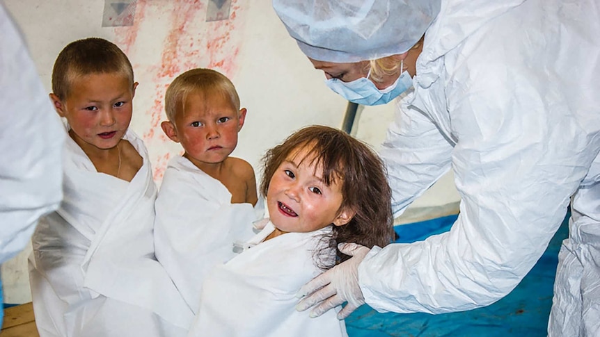 Russian children anthrax check