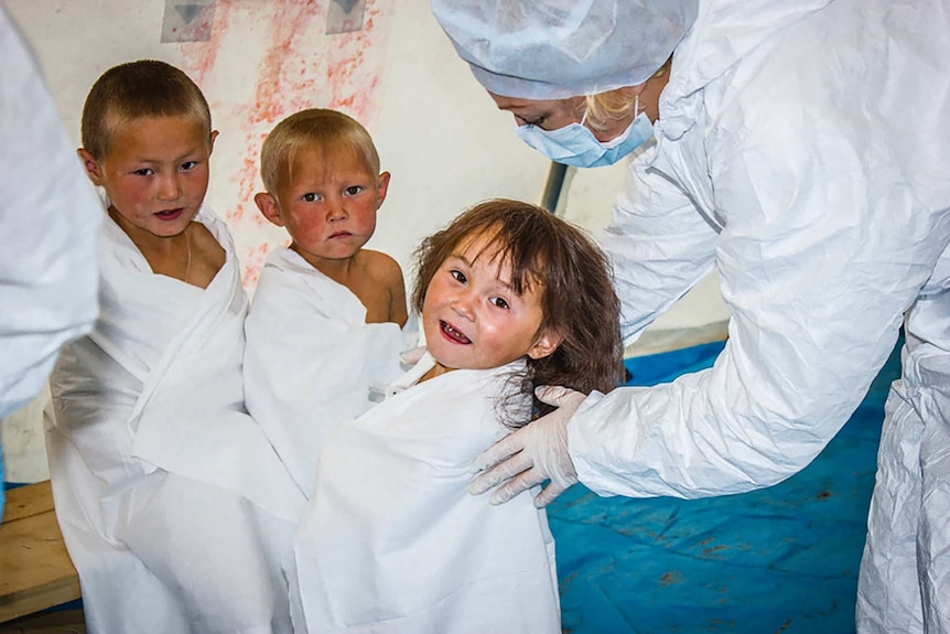 Russian children anthrax check