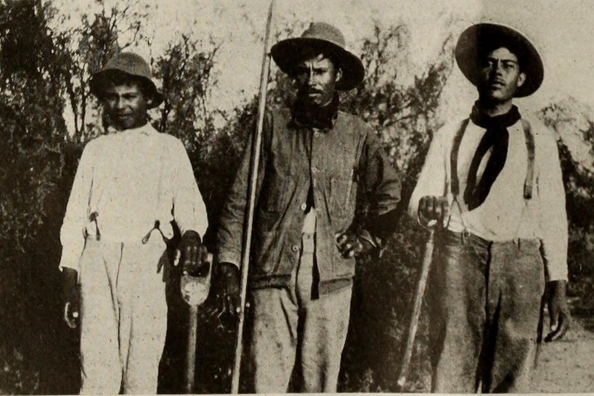 Mexican labourers pictured in a photograph taken circa 1918.
