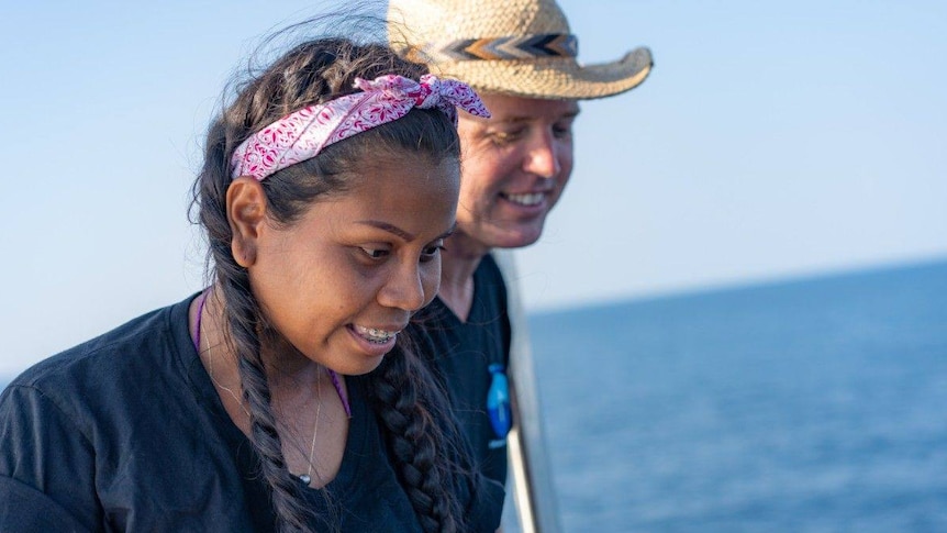 Supranee Thepdet, left, and Chad Elwartowski on their floating home off the coast of Thailand.
