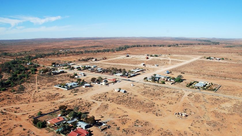 An aerial view of an outback town