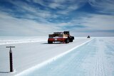 The Blue Ice runway as it is being proof rolled in near the Casey base in Antarctica.