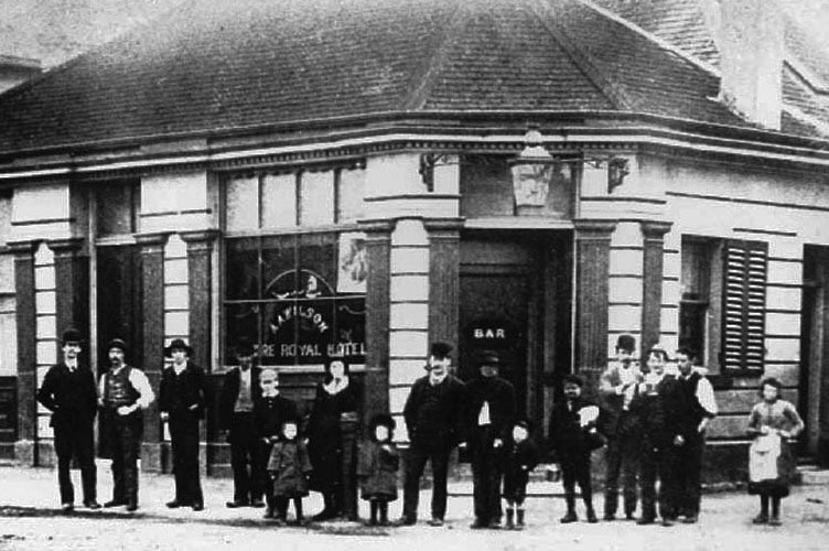 Historical black and white photo of the Theatre Royal Hotel