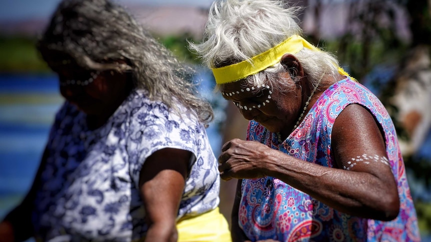 Close up shot of Indigenous women dancing