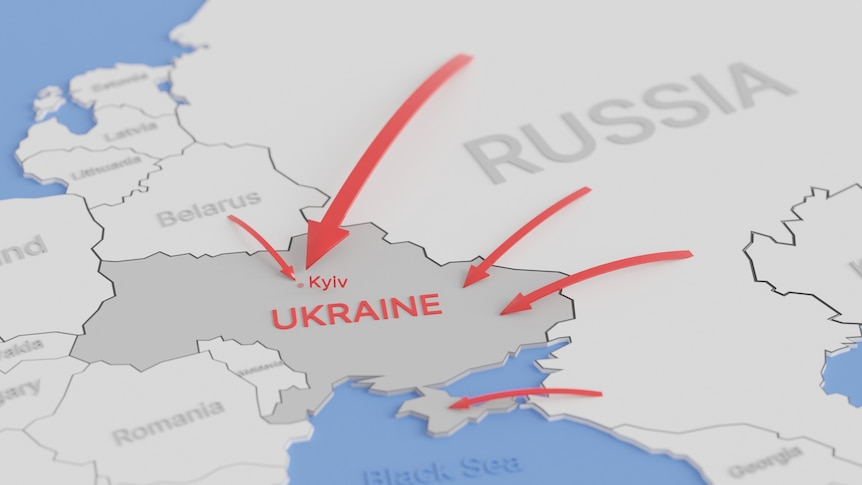Map of Ukraine showing the advance of the Russian invasion in March 2022.