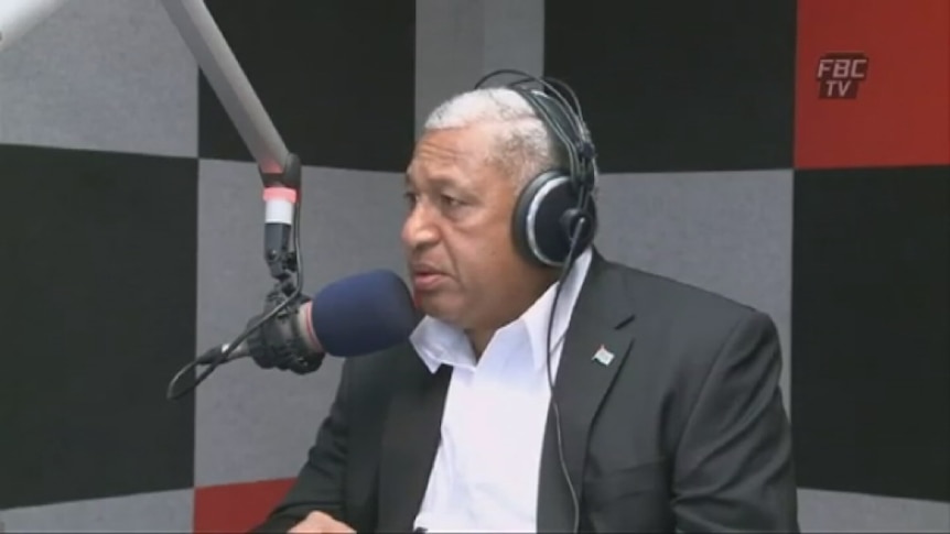 Fiji's interim Prime Minister Frank Bainimarama during an appearance on the Fiji Broadcasting Corporation's Speak Your Mind