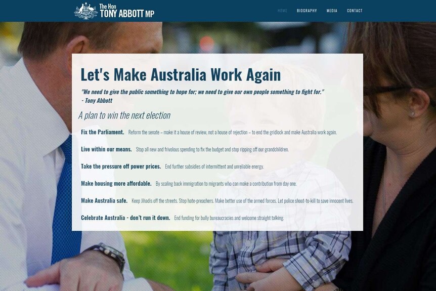 Tony Abbott's website