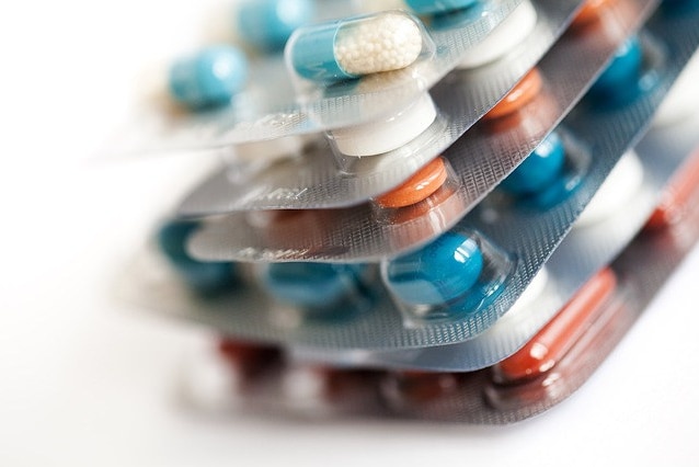 Blister packs of antibiotic tablets