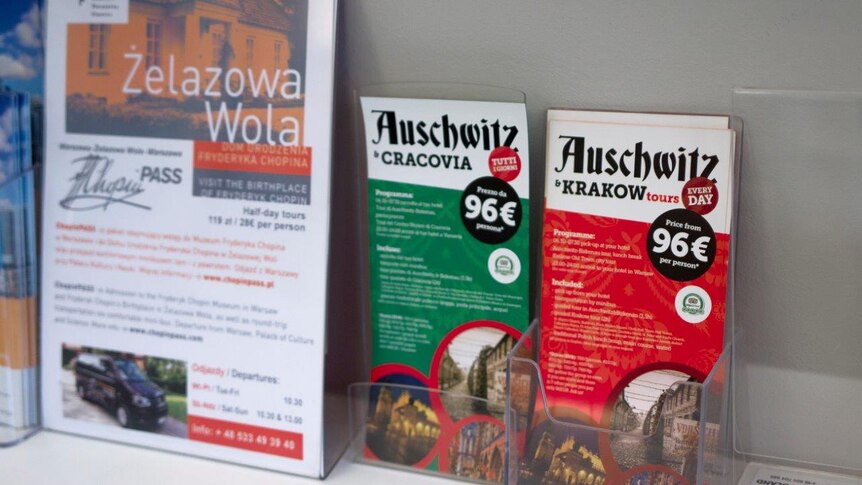 Pamphlet for a tour to Auschwitz from Warsaw.