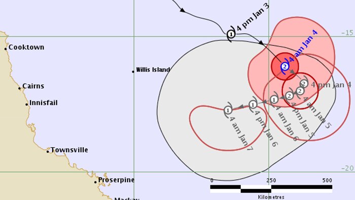 Tropical Cyclone Penny forecast track map issued at 4:54am AEST on Friday January 4, 2019.