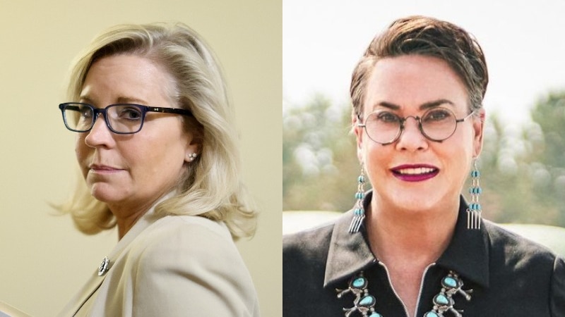 A composite image of Liz Cheney and Harriet Hageman