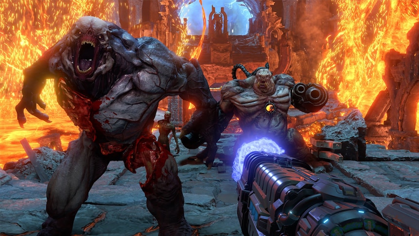 A screenshot from the 2020 videogame Doom Eternal