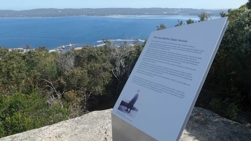 The Padre White memorial at the top of Mt Clarence