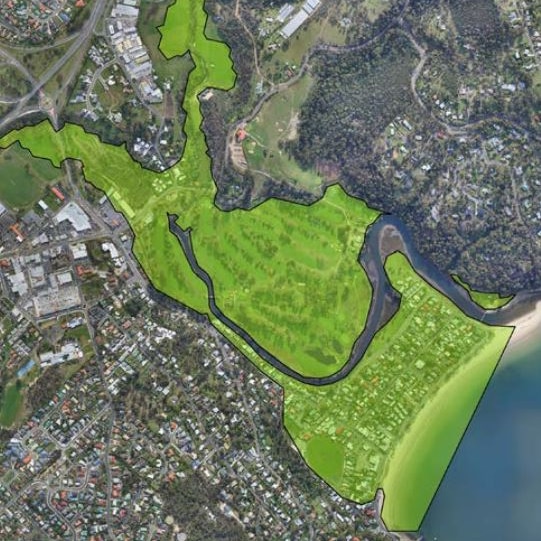 A basic floodmap of Kingston beach showing a blanket area of inundation.
