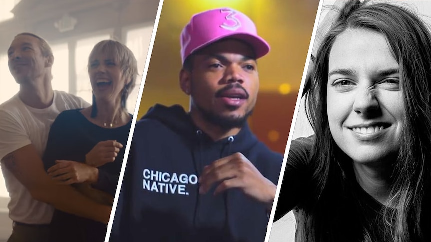 A collage of MØ, Diplo, Chance The Rapper and Angie McMahon for triple j Best New Music