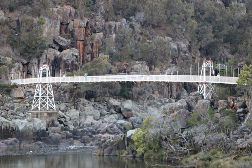 Photo of footbridge at Cataract Gorge in Launceston, Tasmania.