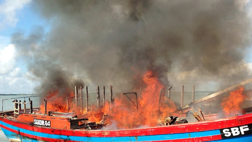 Vietnamese illegal fishing boats destroyed after seizure