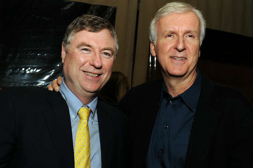 Writer/producer Andrew Wight and executive producer James Cameron attend the premiere of Sanctum