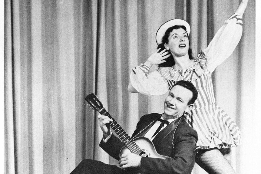 A man and woman in a vaudeville act