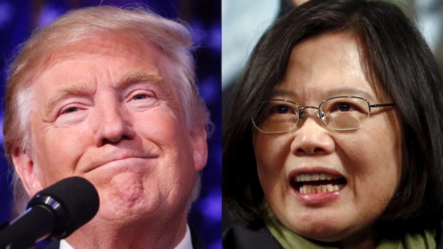 A close up of Donald Trump and Tsai Ing-wen