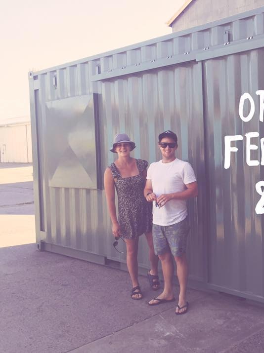Lost Freight coffee shop owners Megan and Chris Spillane with their shipping container.