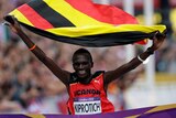 Uganda's Stephen Kiprotich celebrates marathon gold