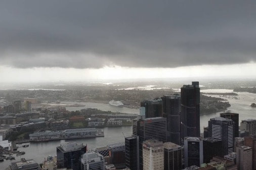 Storm clouds over the Sydney CBD.