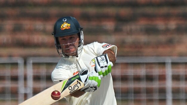 Ricky Ponting plays a shot during the recently completed tour match in Chandigarh