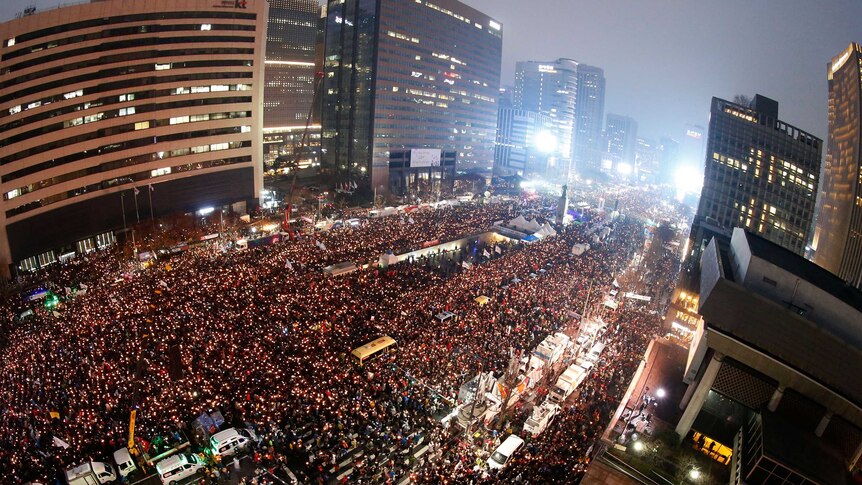 An enormous demonstration against President Park Geun-Hye, November 26, 2016 in Seoul, South Korea