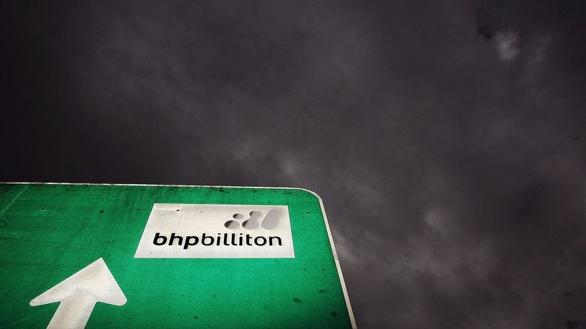 A road sign points the way to mining giant BHP Billiton's Mt. Arthur coal mine
