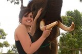 Kate Scanlon with an elephant