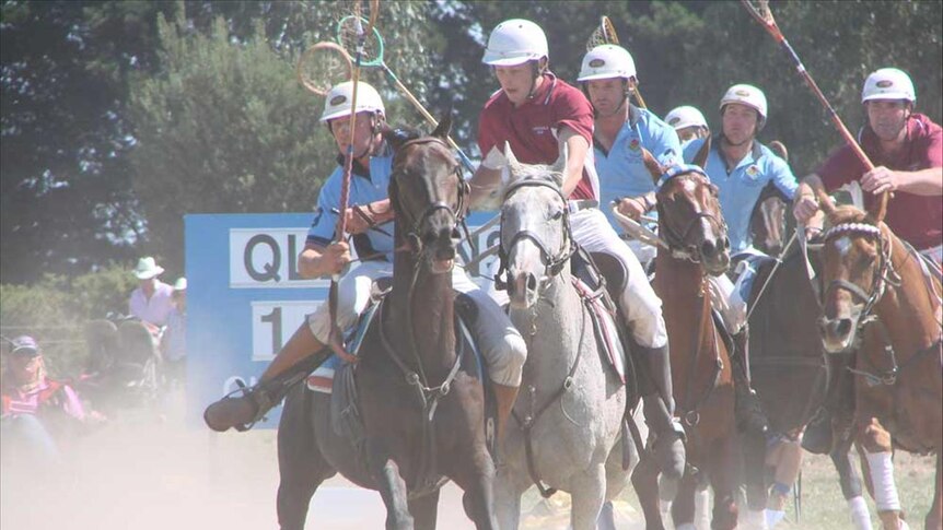 Polocrosse is a mix of netball, football and lacrosse and horses